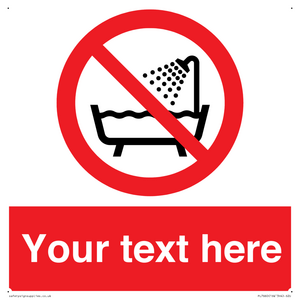 Custom Do not use this device in a bathtub shower or water-filled reservoir